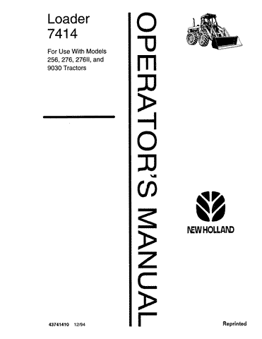 256, 276, 7414, 9030 - New Holland Operator's Manual 43741410 Download PDF - Manual labs