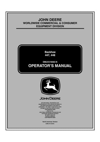 Download PDF For John Deere 447, 448 Backhoe 4000 Series Compact Utility Tractor Operator's Manual OMLVU16563