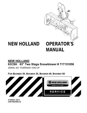 63CSH, Boomer™ 30, Boomer™ 35, Boomer™ 40, Boomer™ 50 - New Holland Operator's Manual 47598025 Download PDF - Manual labs