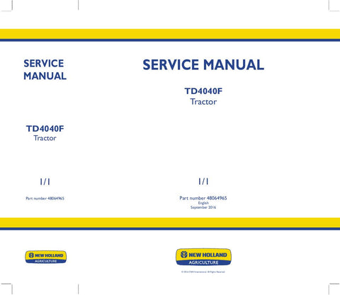 New Holland TD4040F Tractor Service Repair Manual 48064965 - Manual labs