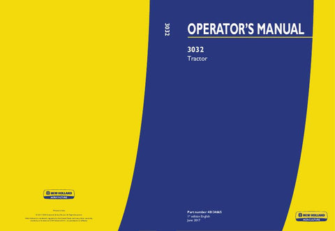 3032 Tractor - New Holland Operator's Manual 48134665 Download PDF - Manual labs