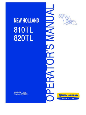 810 TL, 820 TL Loader - New Holland Operator's Manual 84157372 Download PDF - Manual labs