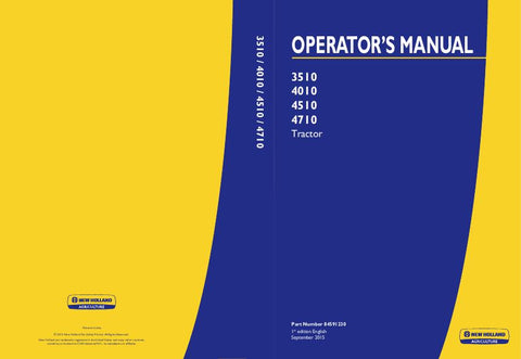 3510, 4010, 4510, 4710 Tractor - New Holland Operator's Manual 84591230 Download PDF - Manual labs