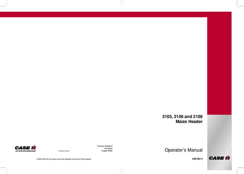 2105, 2106, 2108, 6540 Tractor - Case IH Operator's Manual 84978214 Download PDF - Manual labs