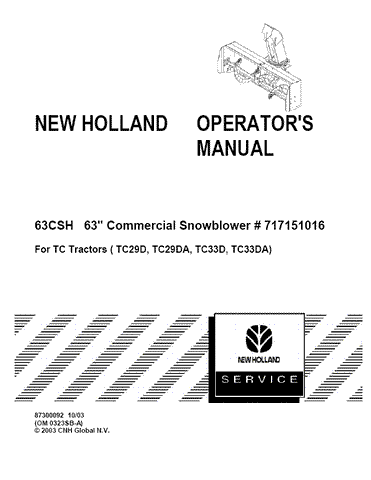 63CSH - New Holland Operator's Manual 87300092 Download PDF - Manual labs
