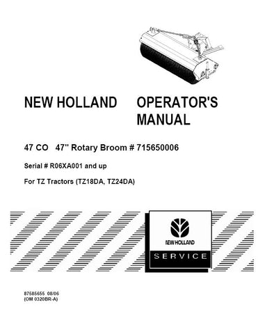 47CO, TZ18DA, TZ24DA Rotary Boom - New Holland Operator's Manual 87585655 Download PDF - Manual labs