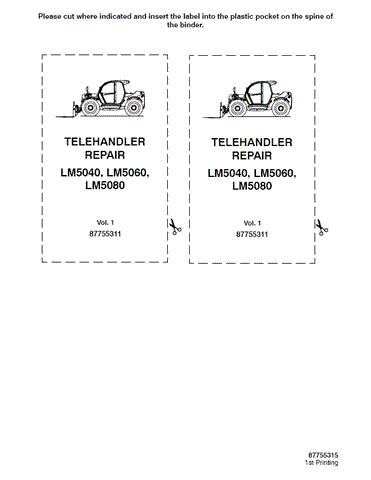 New Holland LM5040, LM5060, LM5080 Telehandler Service Repair Manual 87755311 - Manual labs