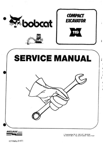 Bobcat Excavator 119 Service Repair Manual 6570547 enGB PDF Download - Manual labs
