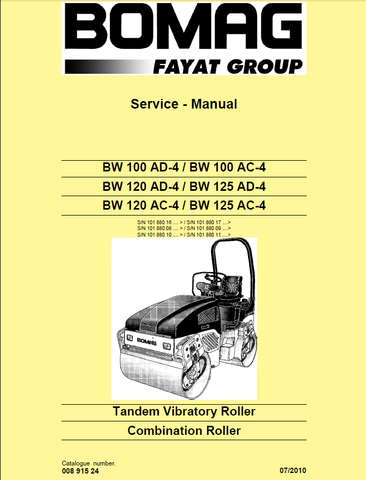 Bomag BW 100, 120, 125, AC-4 AD-4 Combination Roller (Tandem Vibratory) Service Repair Manual - Manual labs