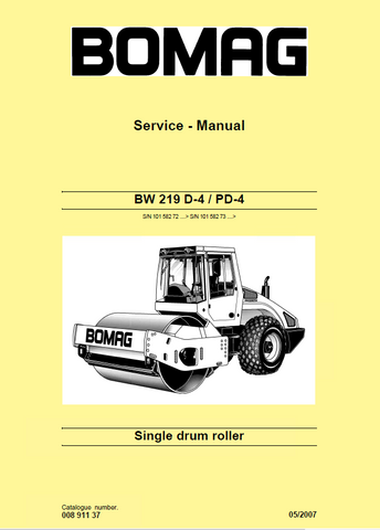 PDF Bomag BW 219 D-4 / PD-4 Single Drum Roller Service Repair Manual Download - Manual labs