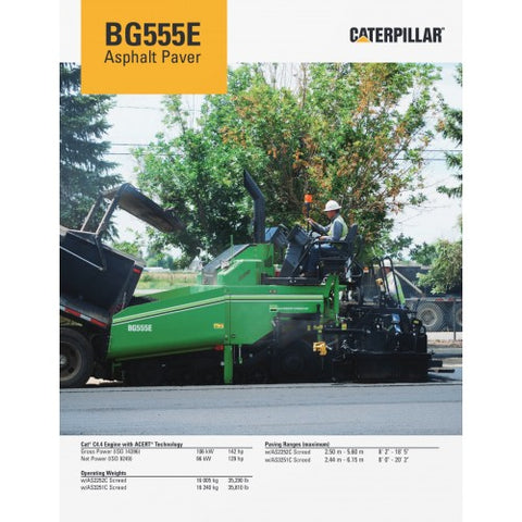 CATERPILLAR BG555E ASPHALT PAVER SERVICE REPAIR MANUAL B5P - Manual labs