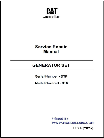 C18 (CAT) CATERPILLAR GENERATOR SET SERVICE REPAIR MANUAL DTP - PDF FILE - Manual labs