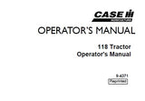 Case IH 118 Tractor Operator’s Manual 9-4371 - Manual labs