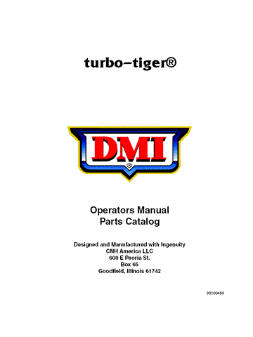 Case IH DMI Turbo - Tiger OM & PC Operator's Manual 00100460 - Manual labs