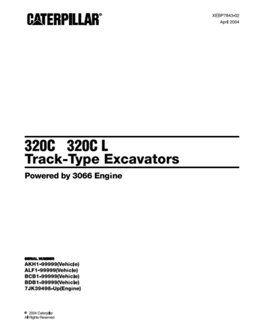 Cat Caterpillar 320C, 320CL Track Type Excavator Parts Catalog Manual AKH1-99999, ALF1-99999, BCB1-99999, BDB1-99999 - Manual labs