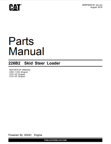 Caterpillar CAT 226B2 Skid Steer Loader Parts Catalog Manual MJH10575-UP - Manual labs