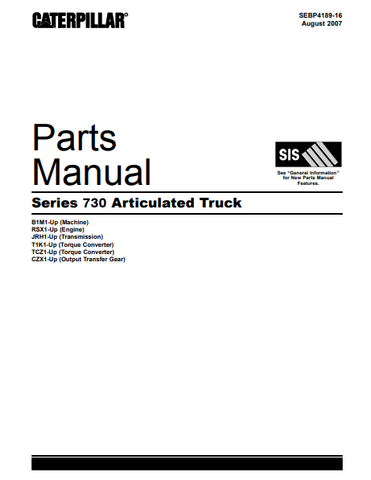 Caterpillar CAT Series 730 Articulated Truck Parts Catalog Manual B1M1-UP - Manual labs
