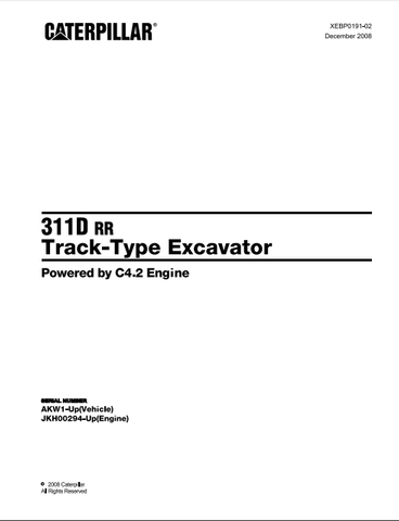 Caterpillar Cat 311D RR Track Type Excavator Parts Catalog Manual AKW1-UP - Manual labs