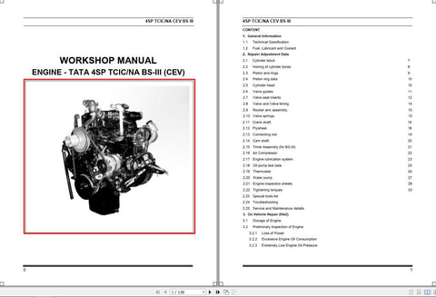 Claas Combine TATA 4SP TCIC-NA BS-III (CEV) Harvester Engine Service Repair Manual - Manual labs