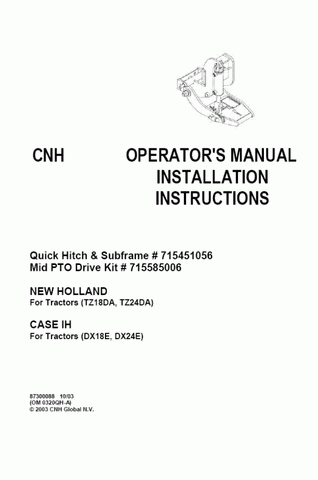 DX18E, DX24E, TZ18DA, TZ24DA - New Holland Operator's Manaul 87300088 Download PDF - Manual labs