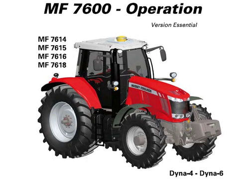 Download Maintenance Manual For Massey Ferguson MF7614, MF7615, MF7616, MF7618 Tractors (MF7600 Series Dyna-4 – Dyna-6).