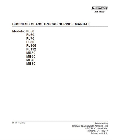 FL50, FL60, FL70, FL80, FL106, FL112, MB50, MB60, MB70, MB80 - Freightliner Business Class Truck Maintenance Manual PDF Download - Manual labs