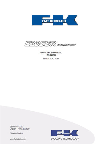 Fiat-Kobelco E235SR Evolution Excavator Service Repair Manual - Manual labs