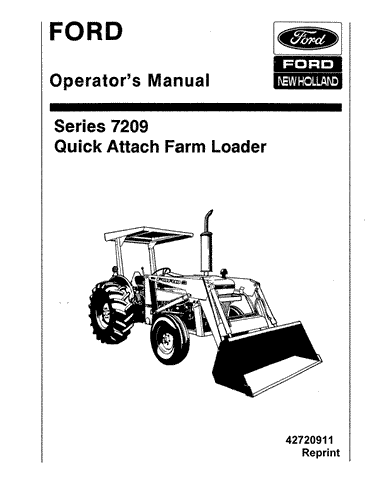 Ford 7209 Quick Attach Farm Loader SE4541 - New Holland Operator's Manual 42720911 Download PDF - Manual labs