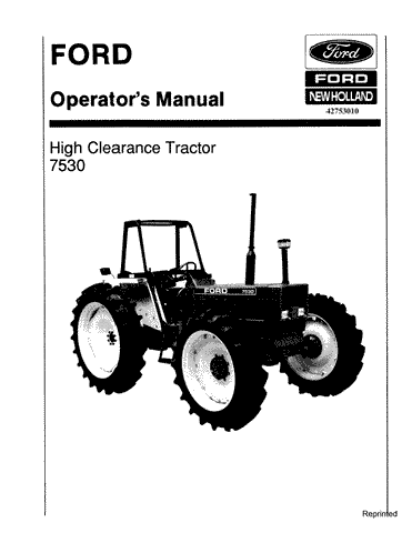 Ford 7530 High Clearance Tractor 603.64.902.00 - New Holland Operator's Manual 42753010 Download PDF - Manual labs