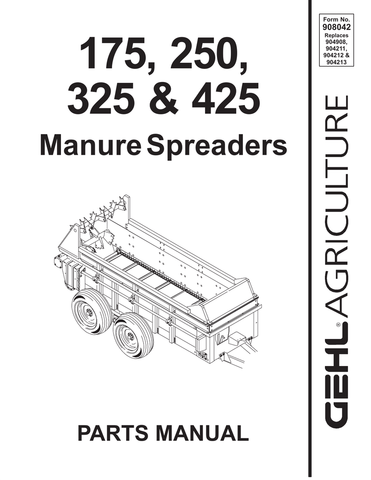 175, 250, 325 & 425 - Gehl Manure Spreaders Parts Manual - Manual labs