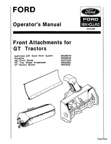 GT18, GT20, GT22, GT65, GT75, GT85, GT95 - New Holland Operator's Manual 42641080 Download PDF - Manual labs