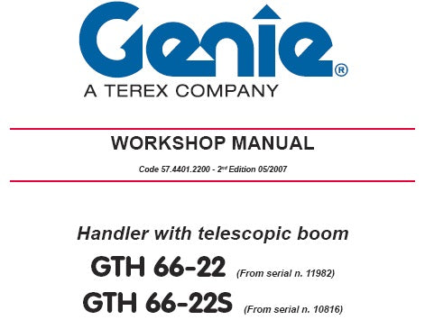 GTH66-22, GTH66-22S - Genie TELESCOPIC BOOM Service Repair Manual - Manual labs