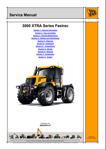 JCB 3000 XTRA Series Fastrac Workshop Service Repair Manual SN: 1272000 onwards - Manual labs