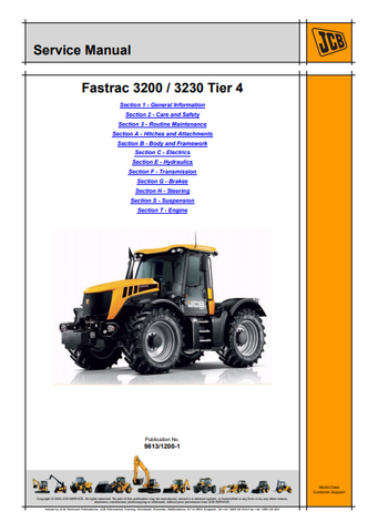 JCB 3200, 3230 Tier 4 Fastrac Workshop Service Repair Manual - Manual labs