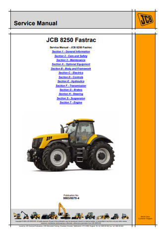 JCB 8250 Fastrac Workshop Service Repair Manual SN: 01139000-01139999 - Manual labs