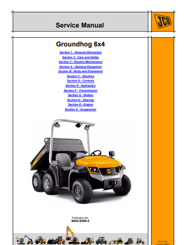 JCB Groundhog 6×4 Utility Vehicle Workshop Service Repair Manual Sn: 1157000 to 1158999 - Manual labs