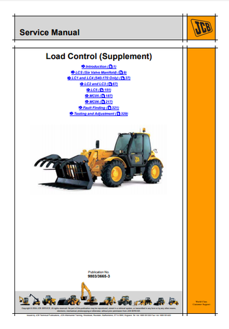JCB Load Control LCS, LC1/2/3/4/5, MC05/06 Supplement Service Repair Manual - Manual labs
