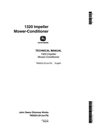 John Deere 1320 Impeller Mower – Conditioner Technical Service Repair Manual TM3224 - Manual labs