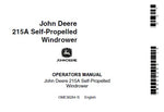 John Deere 215A Self-Propelled Windrower Operator’s Manual OME36284 Download PDF - Manual labs