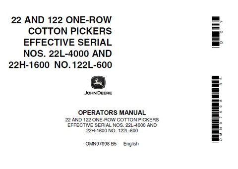 John Deere 22 and 122 One-Row Cotton Pickers Operator’s Manual OMN97698 Download PDF - Manual labs