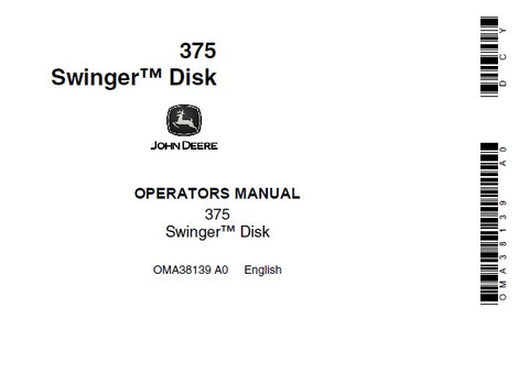 John Deere 375 Swinger Disk Operator’s Manual OMA38139 Download PDF - Manual labs