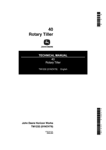 John Deere 40 Rotary Tiller Technical Service Repair Manual TM1232 - Manual labs