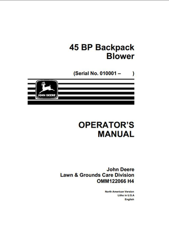 Download PDF For John Deere 45 BP Backpack Blower (SN. 010001) Operator's Manual OMM122066