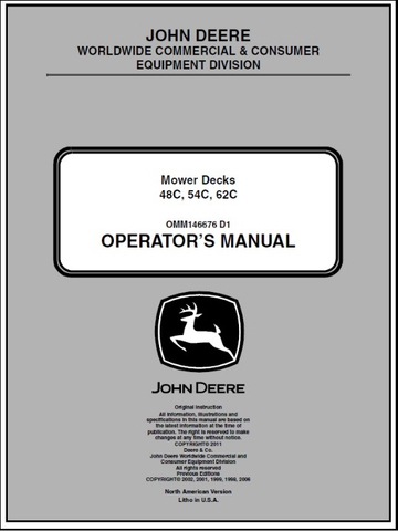 Download PDF For John Deere 48C, 54C, 62C Mower Deck Operator's Manual OMM146676