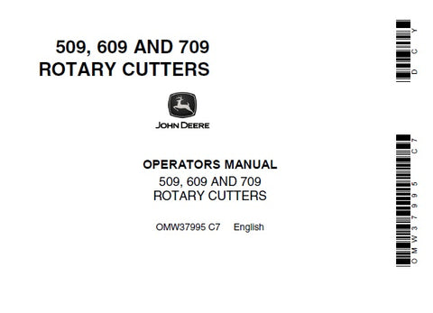 John Deere 509, 609 and 709 ROTARY CUTTERS Operator’s Manual OMW37995 Download PDF - Manual labs