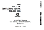 John Deere 600 HI-Cycle (Effective SN 600-101) Operator’s Manual OMN97577 Download PDF - Manual labs