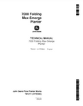 John Deere 7000 Folding Max-Emerge Planter Technical Service Repair Manual TM1211 - Manual labs