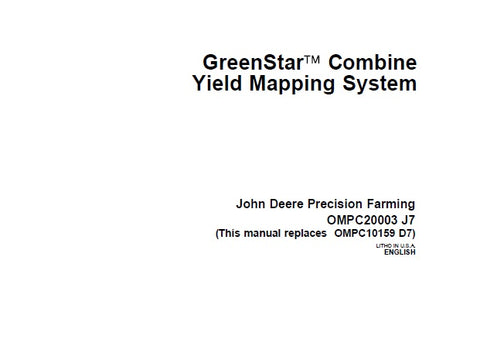 John Deere GreenStar Combine Yield Mapping System Operator’s Manual - Manual labs