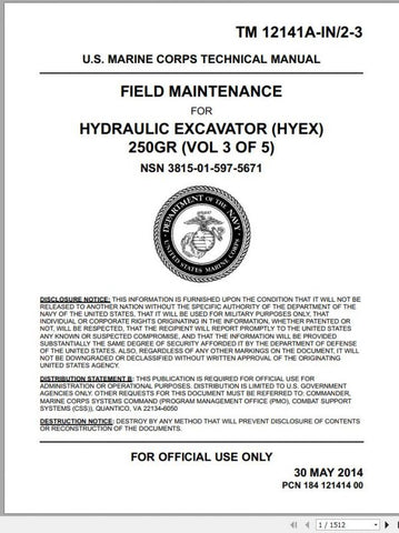 John Deere Hydraulic Excavator HYEX 250GR V3 of 5 Field Maintenance Technical Repair Manual TM12141AIN4 - Manual labs