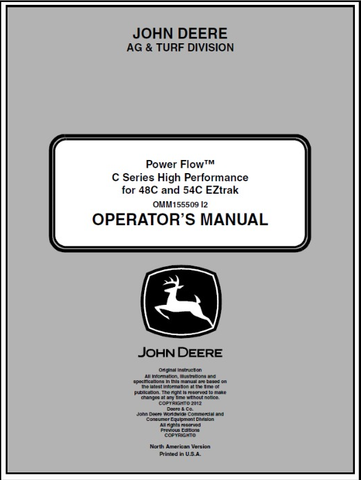 Download PDF For John Deere Power Flow C-Series High Performance For 48C, 54C Mower Operator's Manual OMM155509